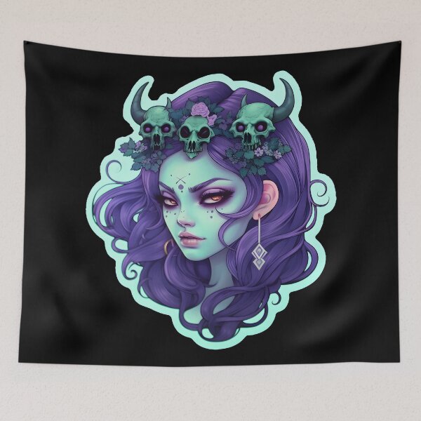 Item preview, Dark Wild Witch with Horned Skulls designed and sold by 20th-eclipse.