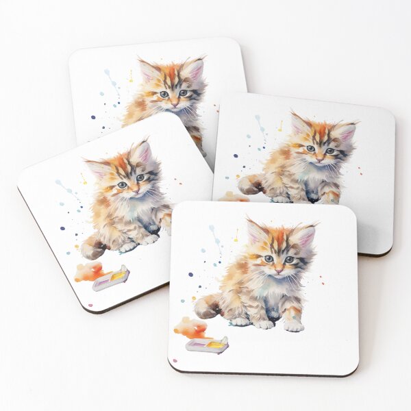 Item preview, Whimsical Watercolor Kitten: A Playful Feline Delight designed and sold by aurahealing.