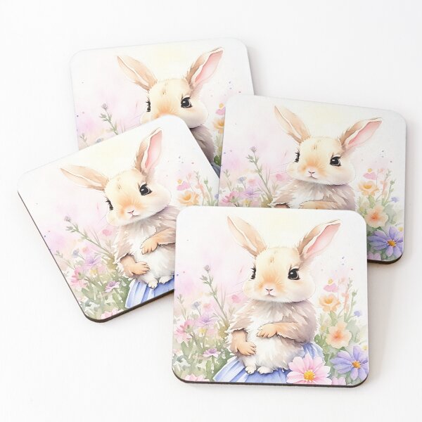 Item preview, Little Bunny in the Garden Flower Watercolor Series 6 designed and sold by FlowerAlice.