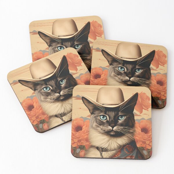 Item preview, Retro Vintage Cowboy Siamese Cat - Whiskered Wild West Adventure designed and sold by KittyStampedeCo.