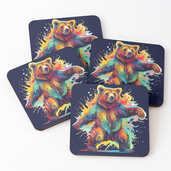 Item preview, Dancing bear with colorful paint splashes designed and sold by LilyBell6.