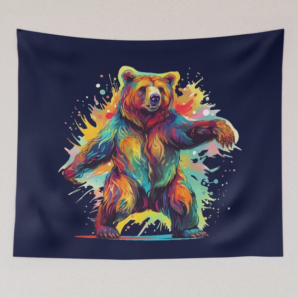 Item preview, Dancing bear with colorful paint splashes designed and sold by LilyBell6.