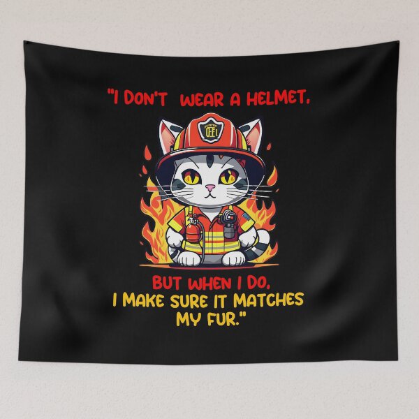 Item preview, Firefighter Cat - Funny Cat Design designed and sold by Studio-Pixel.