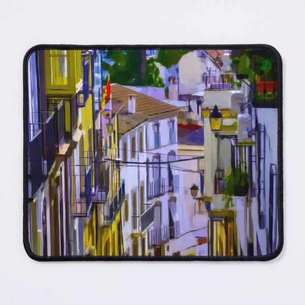Item preview, Steep spanish whitewashed village street. Image created using geometric shapes designed and sold by EdgyEdgeArt.