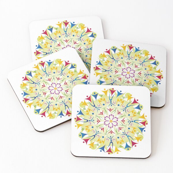 Item preview, Colorful Mandala Wheel of Energy Flower Harmony Round Circle People Silhouettes Beauty Rainbow designed and sold by InfinityDsigns.