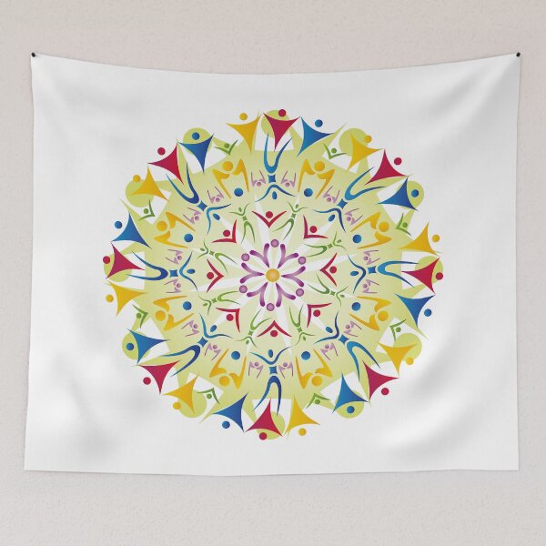 Item preview, Colorful Mandala Wheel of Energy Flower Harmony Round Circle People Silhouettes Beauty Rainbow designed and sold by InfinityDsigns.