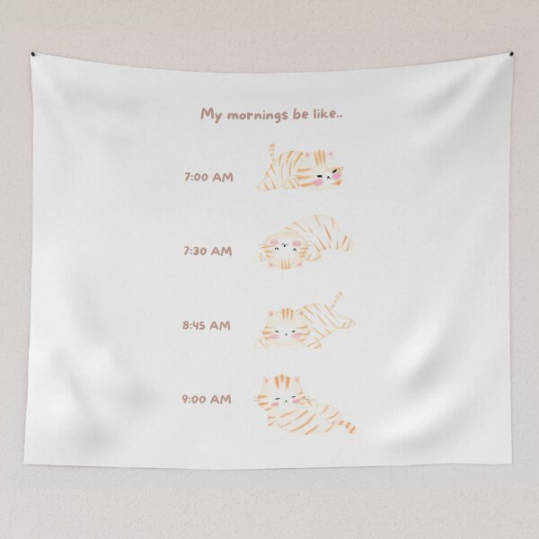 Item preview, Lazy Orange Striped Cat Morning Routine designed and sold by JileeArt.