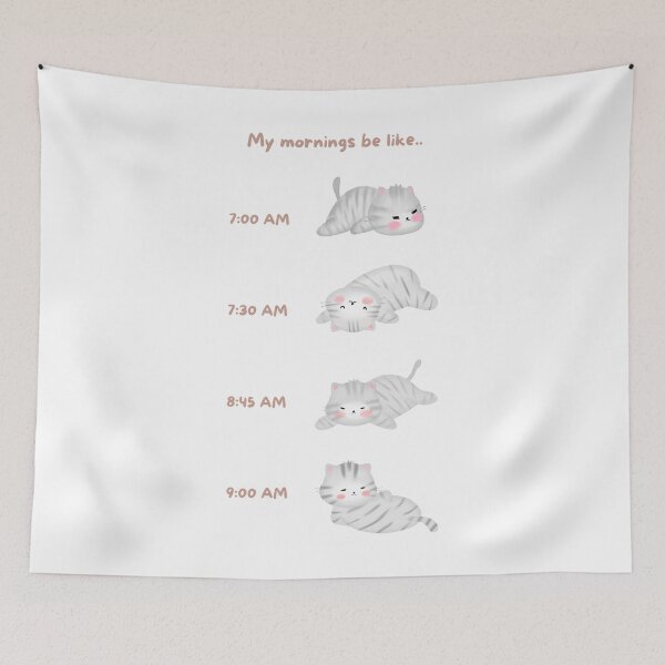 Item preview, Lazy Grey Tabby Cat Morning Routine designed and sold by JileeArt.