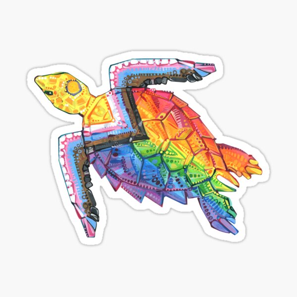 Progress Pride Pirde Flag Sea Turtle Sticker