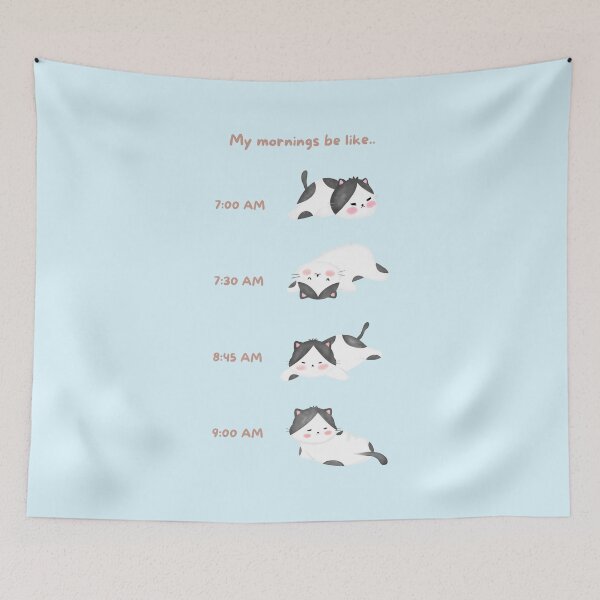 Item preview, Lazy Black and White Cat Morning Routine  designed and sold by JileeArt.