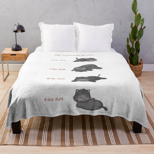 Item preview, Lazy Black Cat Morning Routine designed and sold by JileeArt.