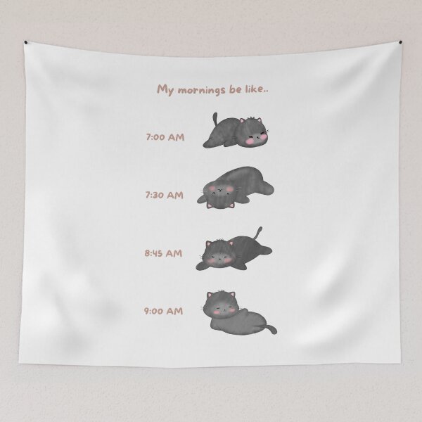 Item preview, Lazy Black Cat Morning Routine designed and sold by JileeArt.
