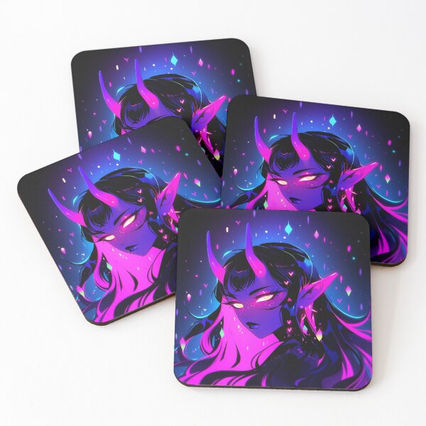 Item preview, Beautiful Pink and Blue Demon Anime Girl designed and sold by bubblegoth.