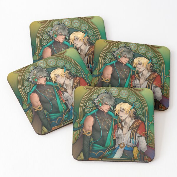 Item preview, Fanart: Alhaitham & Kaveh from Genshin Impact in Art Nouveau style designed and sold by AlexaelArtworks.