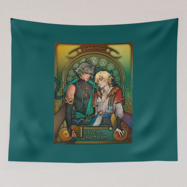Item preview, Fanart: Alhaitham & Kaveh from Genshin Impact in Art Nouveau style designed and sold by AlexaelArtworks.