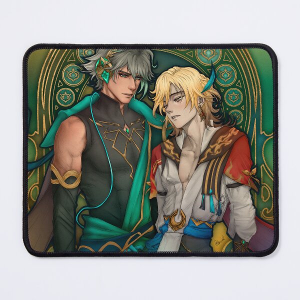 Item preview, Fanart: Alhaitham & Kaveh from Genshin Impact in Art Nouveau style designed and sold by AlexaelArtworks.