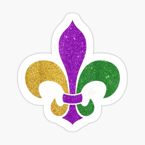 Mardi Gras New Orleans Fleur De Lis Faux Glitter Sticker