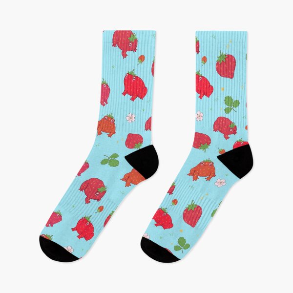 Item preview, pattern with cute strawberry frogs designed and sold by burbura.