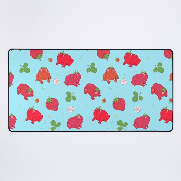 Item preview, pattern with cute strawberry frogs designed and sold by burbura.