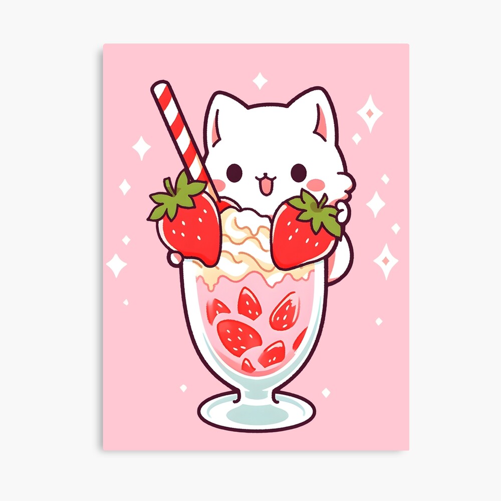 Adorable Kawaii Strawberry Milkshake Cat - Cute Cat Lover