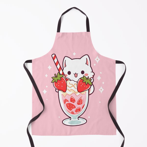 Aperçu de l'œuvre Adorable chat Kawaii Strawberry Milkshake - cadeau mignon d'amant de chat créée et vendue par Shegohi.
