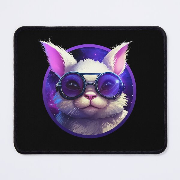 Item preview, Cute white rabbit in glasses on the background of space designed and sold by Selfion.