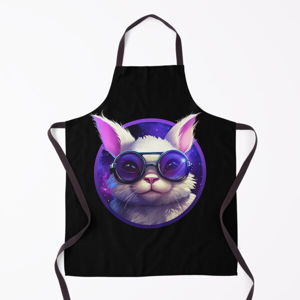 Item preview, Cute white rabbit in glasses on the background of space designed and sold by Selfion.