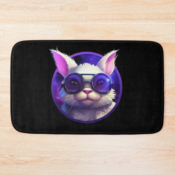 Item preview, Cute white rabbit in glasses on the background of space designed and sold by Selfion.