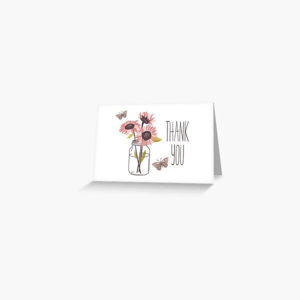 Thank You Card with Pink Sunflowers Greeting Card