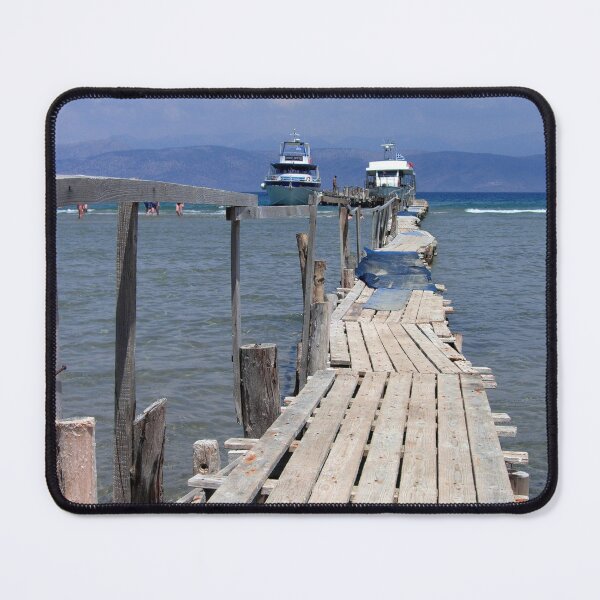 Item preview, Corfu beach and the rickety walkway to boats designed and sold by OhNoNotAgain42.