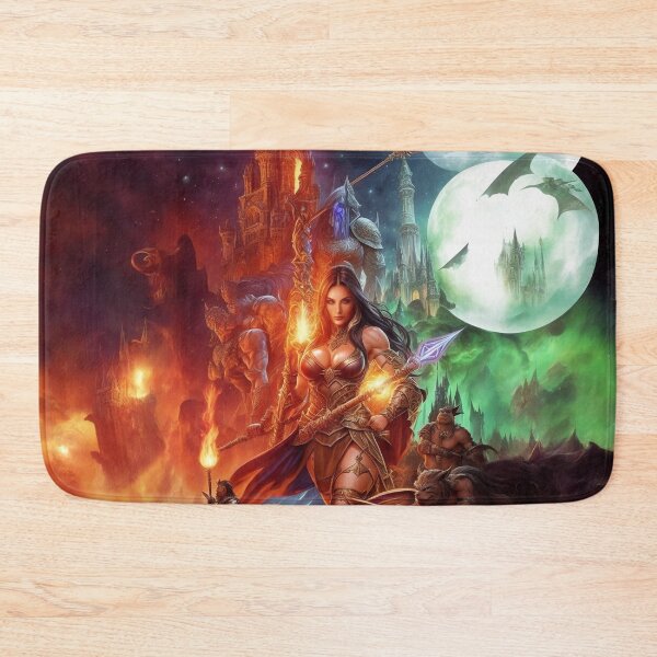 Item preview, A magical fantasy poster with a gothic castle and beautiful female mage designed and sold by Vintage Designs +.