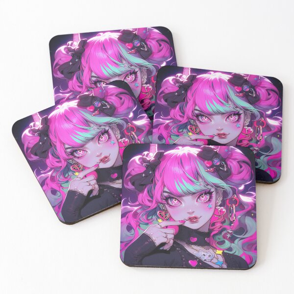 Item preview, Adorable Flirty Bright Pink Anime Girl designed and sold by bubblegoth.