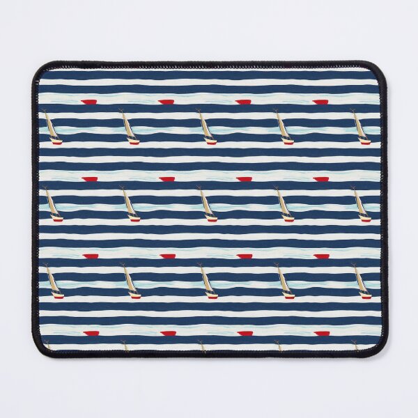 Item preview, Nautical Marine Pattern with stripes and boat, red, white, blue designed and sold by Une Affaire de Filles.