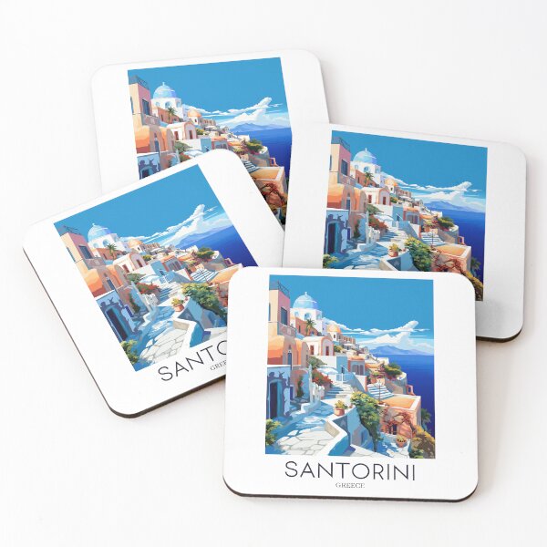 Item preview, A Pop Art Travel Print of Santorini - Greece designed and sold by StudioRedKoala.