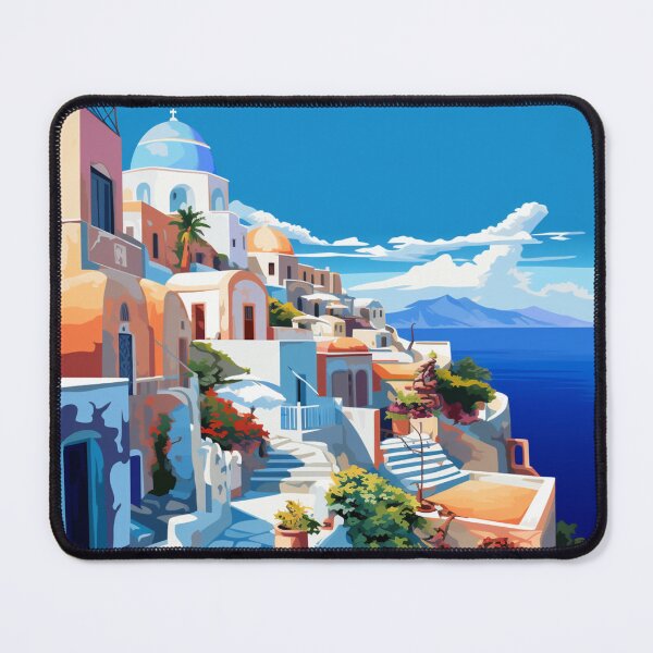 Item preview, A Pop Art Travel Print of Santorini - Greece designed and sold by StudioRedKoala.