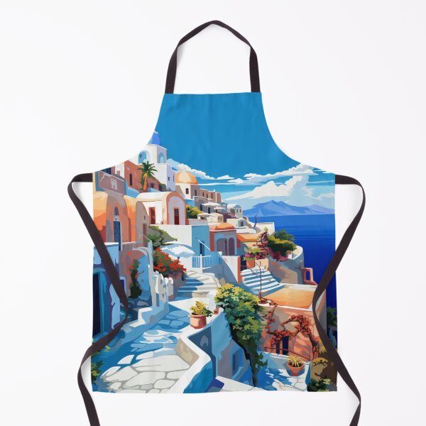 Item preview, A Pop Art Travel Print of Santorini - Greece designed and sold by StudioRedKoala.
