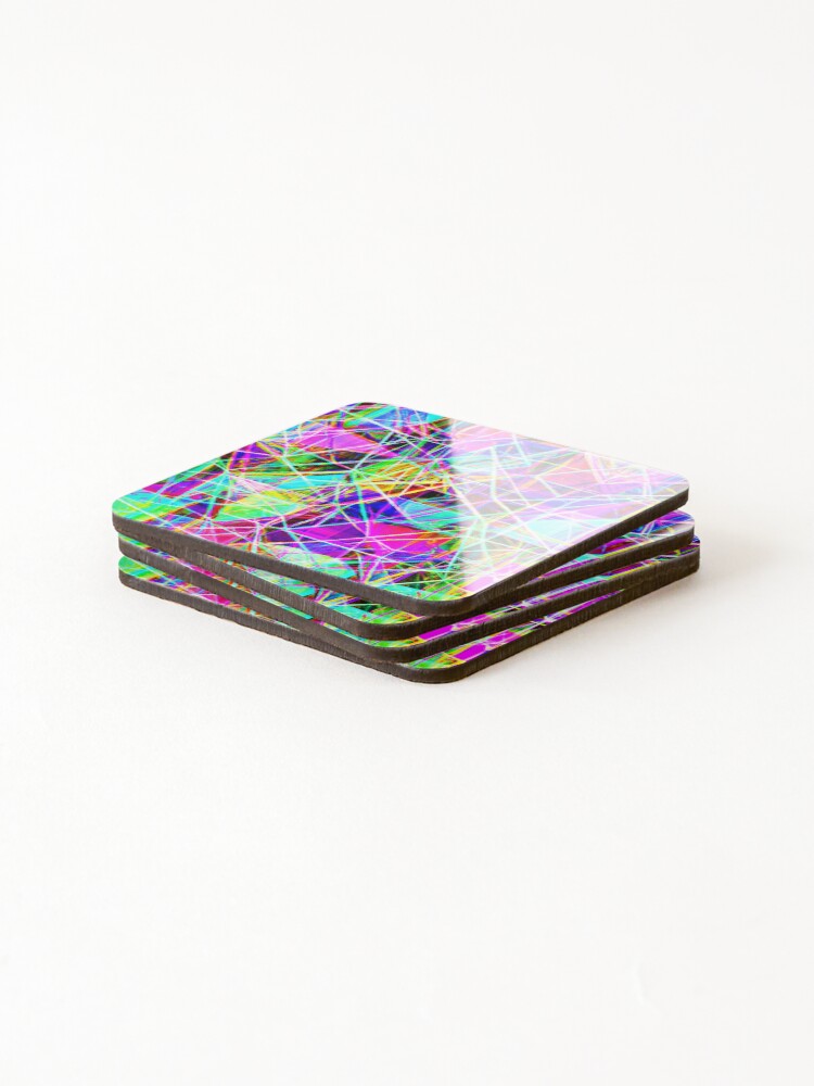 Thumbnail 4 of 5, Coasters (Set of 4), Vibrant Abstract Pattern Design designed and sold by Unique-Design-4.