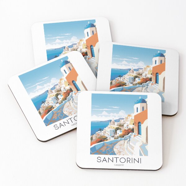 Item preview, A Pop Art Travel Print of Santorini - Greece designed and sold by StudioRedKoala.