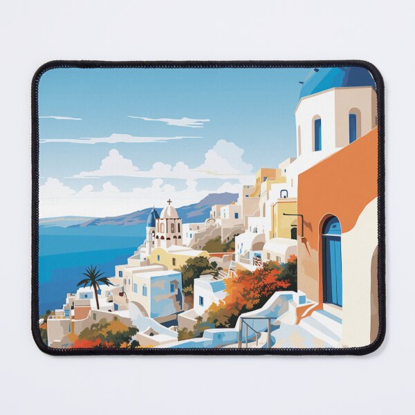 Item preview, A Pop Art Travel Print of Santorini - Greece designed and sold by StudioRedKoala.