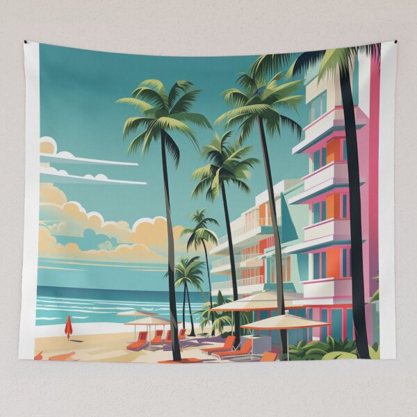 Item preview, A Pop Art Travel Print of South Beach Miami - Florida designed and sold by StudioRedKoala.