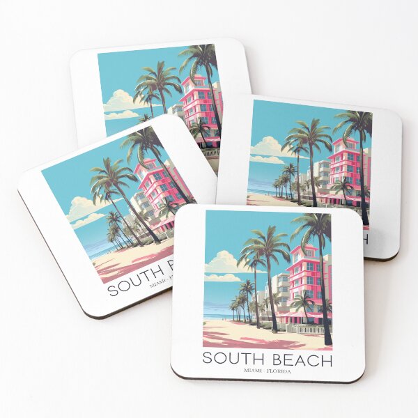 Item preview, A Pop Art Travel Print of South Beach Miami - Florida designed and sold by StudioRedKoala.