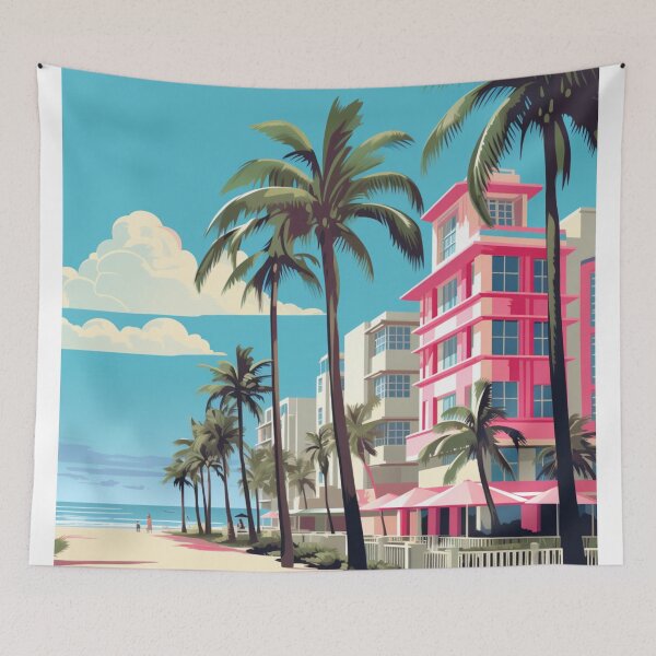 Item preview, A Pop Art Travel Print of South Beach Miami - Florida designed and sold by StudioRedKoala.