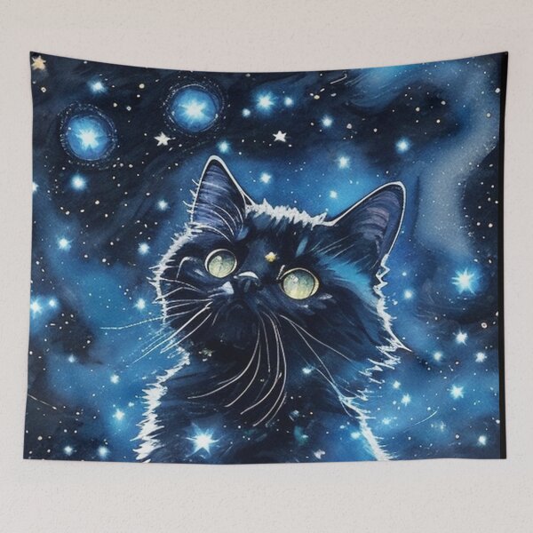 Item preview, Van gogh Starry Night Black Kitty designed and sold by Vangoholic.