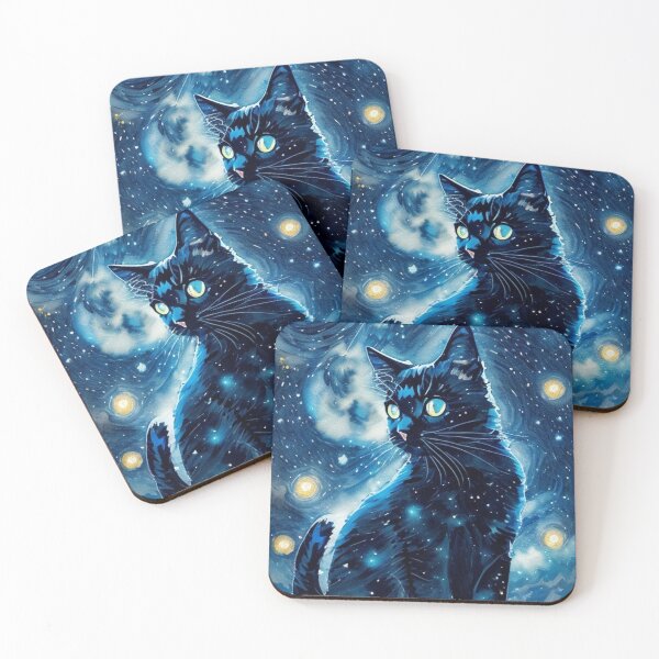 Item preview, Van gogh Starry Night Black Cat designed and sold by Vangoholic.