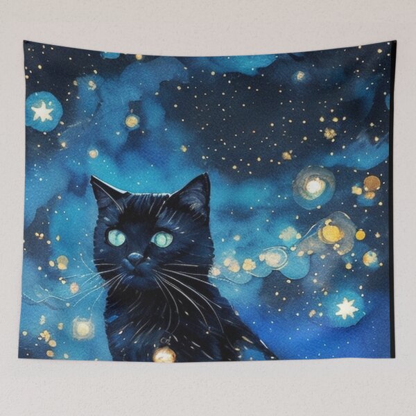 Item preview, Van gogh Starry Night Black Kitty designed and sold by Vangoholic.