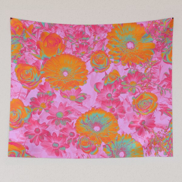 Item preview, Dorm Room Pink Art - Psychedelic Aesthetic Flowers designed and sold by Trish Dish.