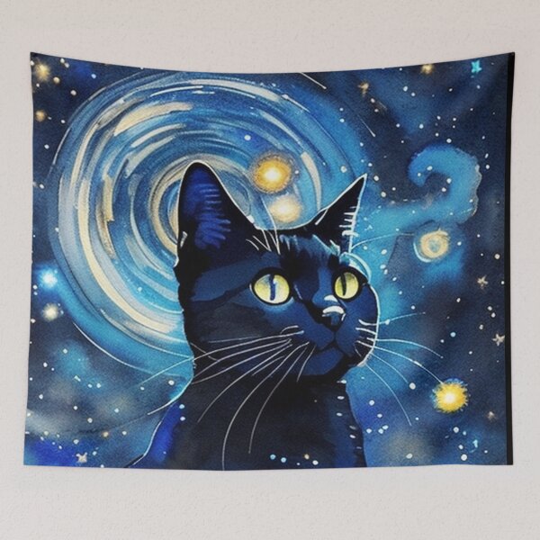 Item preview, Van gogh Starry Night Black Cat designed and sold by Vangoholic.