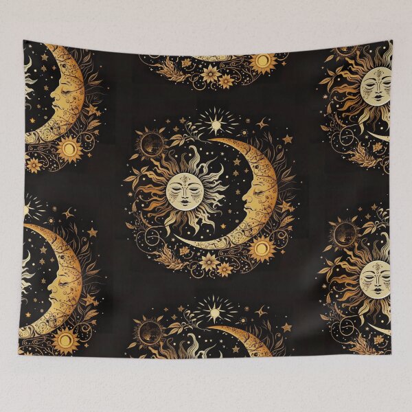 Item preview, Sun And Moon Celestial In Gold Elements Artwork designed and sold by Magnuna.
