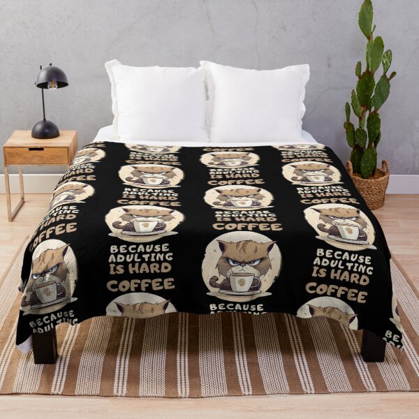 Item preview, Coffee Because Adulting Is Hard Angry Cat designed and sold by ArtFromBeyond.