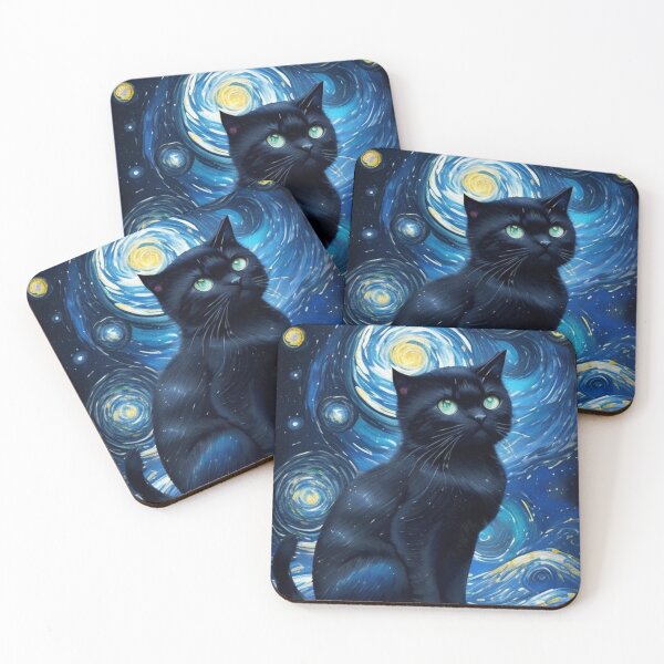 Artikelvorschau, Van Gogh Sternennacht Schwarze Katze entworfen und verkauft von Vangoholic.